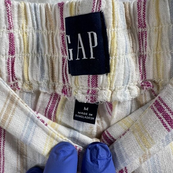 GAP Womens M Linen Blend Rainbow Shorts Slip On Elastic Waist 4 Pockets Vacation - Picture 5 of 8